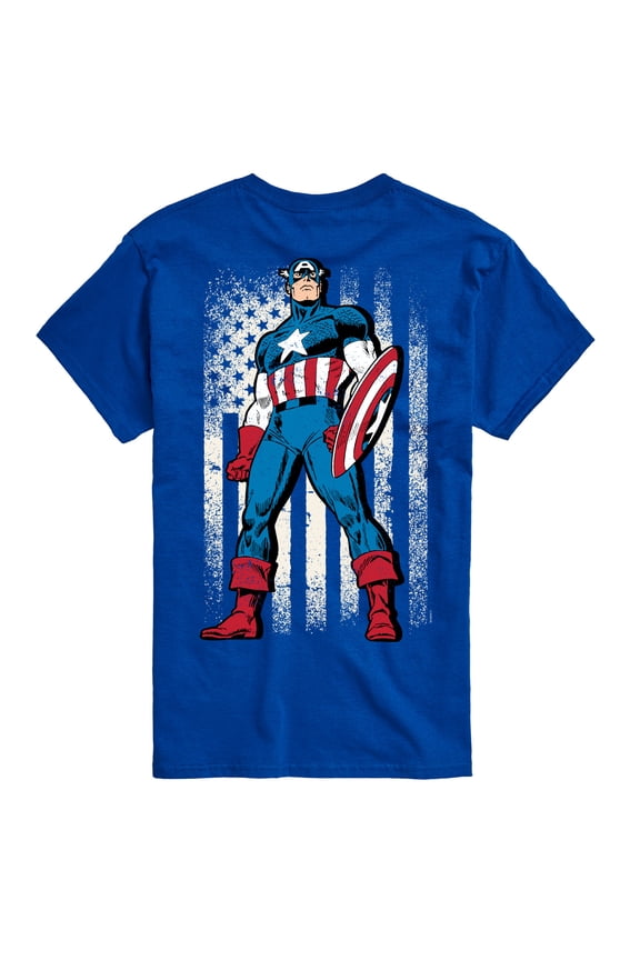 Captain America - Retro Distressed Flag Pose - Men's Short Sleeve Graphic Tee