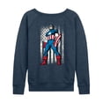 thumbnail image 1 of Marvel Captain America - Retro Distressed Flag - Women's French Terry Pullover Long Sleeve Shirt, 1 of 5