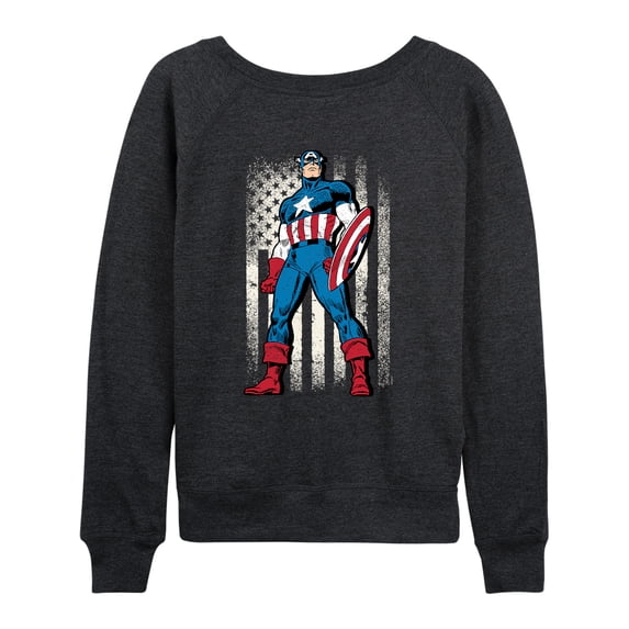 Marvel Captain America - Retro Distressed Flag - Women's French Terry Pullover Sweatshirt
