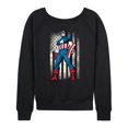 thumbnail image 1 of Marvel Captain America - Retro Distressed Flag - Women's French Terry Pullover Long Sleeve Shirt, 1 of 5