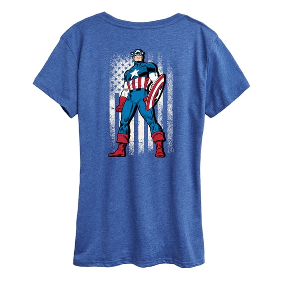 Marvel Captain America - Retro Distressed Flag - Women's Short Sleeve Graphic T-Shirt