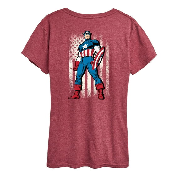 Marvel Captain America - Retro Distressed Flag - Women's Short Sleeve Graphic T-Shirt