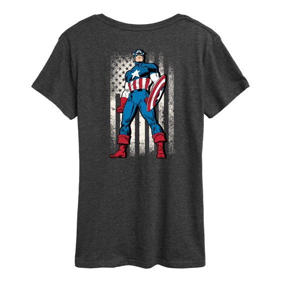 Marvel Captain America - Retro Distressed Flag - Women's Short Sleeve Graphic T-Shirt