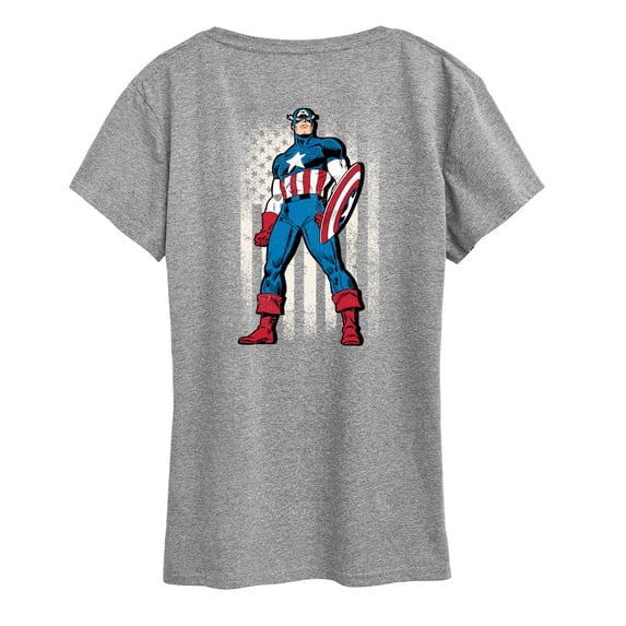 Marvel Captain America - Retro Distressed Flag - Women's Short Sleeve Graphic T-Shirt