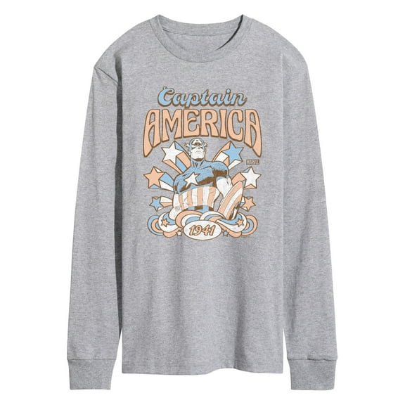 Marvel Captain America - Retro Stars And Stripes - Men's Long Sleeve Graphic Tee