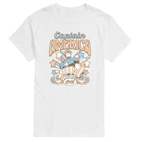 Marvel Captain America - Retro Stars And Stripes - Men's Short Sleeve Graphic Tee