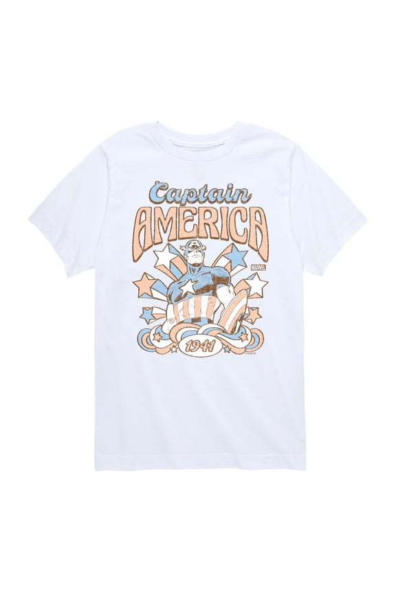 Captain America - Retro Stars and Stripes - Toddler and Youth Short Sleeve Graphic T-shirt