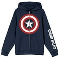 thumbnail image 1 of Marvel Captain America Shield Logo Long Sleeve Navy Blue Unisex Adult Zip-Up Hoodie-Medium, 1 of 8