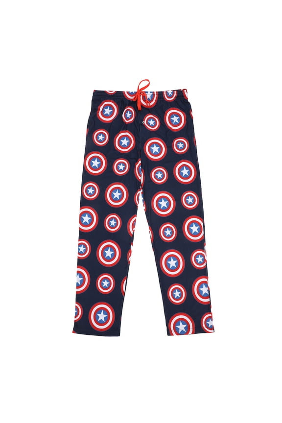 Marvel Captain America Shield Men's Sleep Pants With Tapered Legs And Pockets-Large