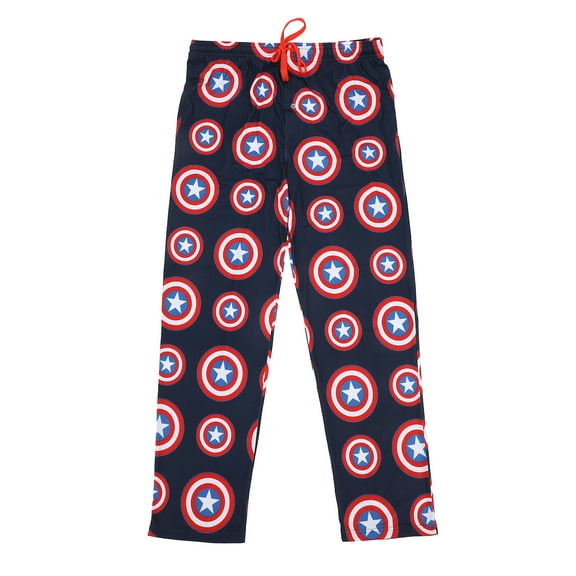 Marvel Captain America Shield Men's Sleep Pants With Tapered Legs And Pockets-Medium
