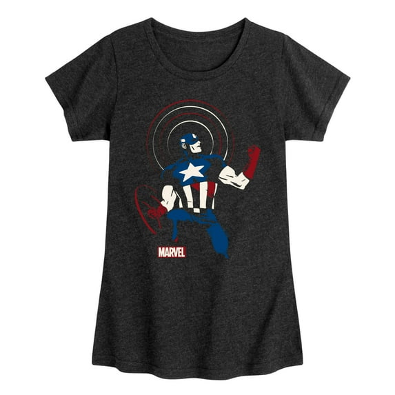 Marvel Captain America - Shield Pose - Toddler and Youth Girls Fitted Short Sleeve Graphic T-shirt