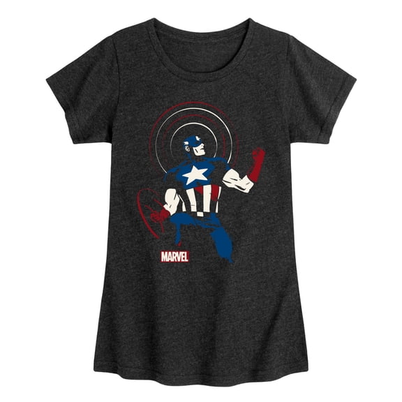 Marvel Captain America - Shield Pose - Toddler and Youth Girls Fitted Short Sleeve Graphic T-shirt