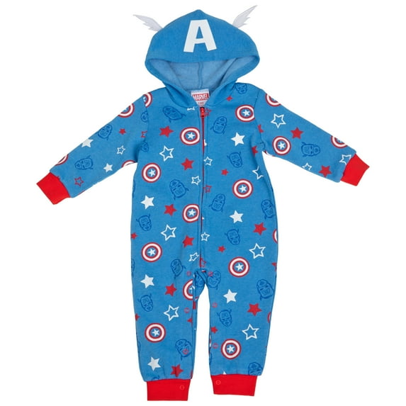 Marvel Captain America Shields and Stars Hooded Romper-18 Months