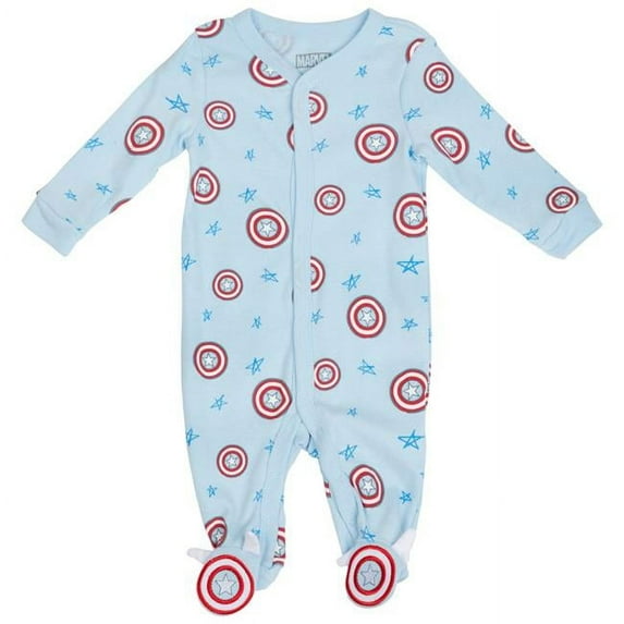 Marvel Captain America Shields and Stars Symbols Infant Footed Pajamas-3-6 Months
