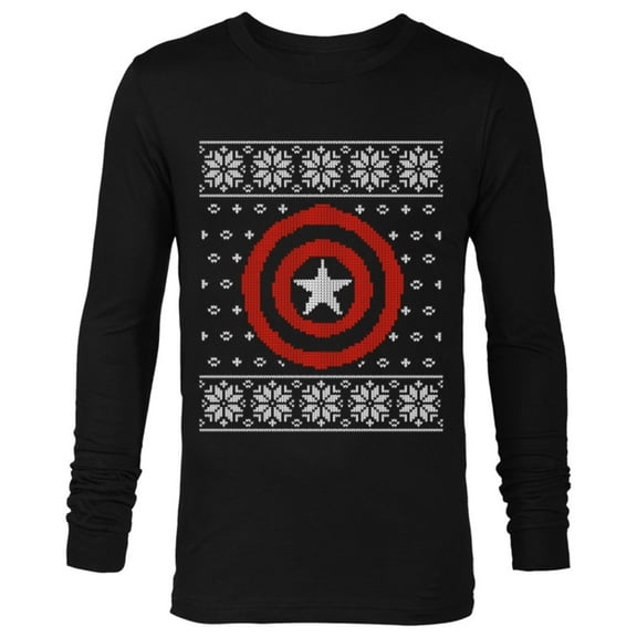 Marvel Captain America Steve Rogers Holiday Sweater - Long Sleeve T-Shirt for Men - Customized-Black