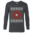 thumbnail image 1 of Marvel Captain America Steve Rogers Holiday Sweater - Long Sleeve T-Shirt for Men - Customized-Charcoal Heather, 1 of 5