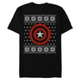 thumbnail image 1 of Marvel Captain America Steve Rogers Holiday Sweater - Short Sleeve Blended T-Shirt for Adults - Customized-Black, 1 of 5