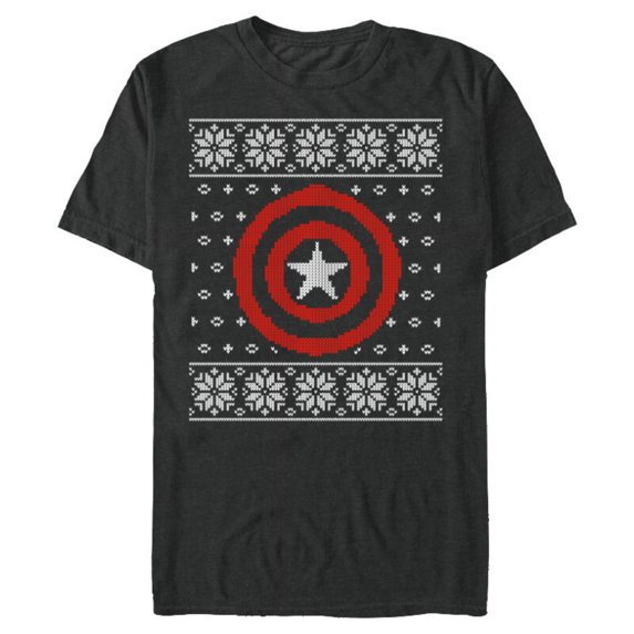 Marvel Captain America Steve Rogers Holiday Sweater - Short Sleeve Blended T-Shirt for Adults - Customized-Dark Heather