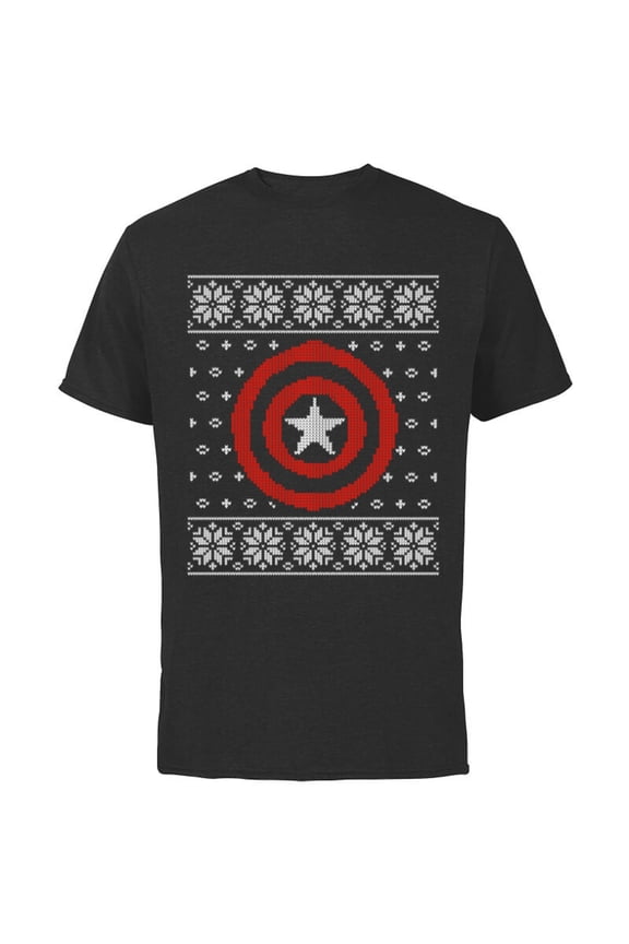 Captain America Steve Rogers Holiday Sweater - Short Sleeve Cotton T-Shirt for Adults - Customized-Black