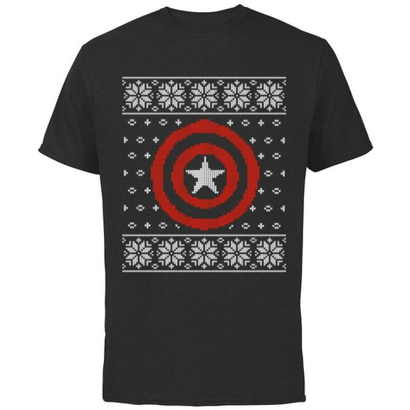 Marvel Captain America Steve Rogers Holiday Sweater - Short Sleeve Cotton T-Shirt for Adults - Customized-Black