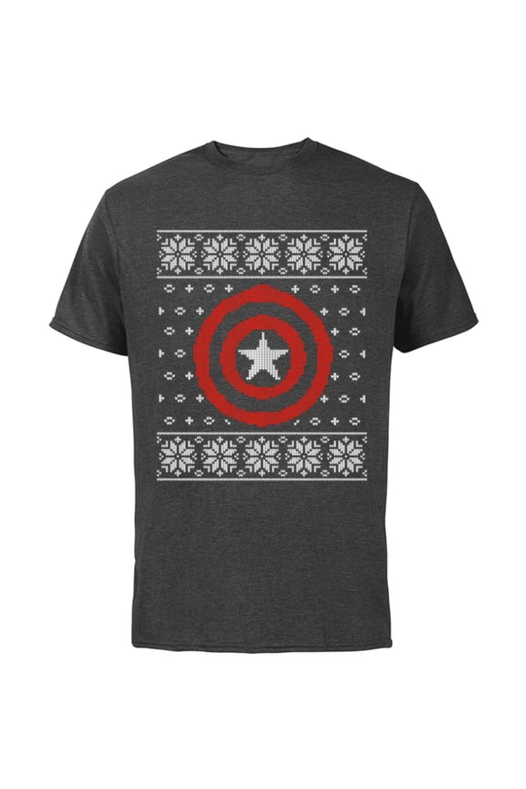 Captain America Steve Rogers Holiday Sweater - Short Sleeve Cotton T-Shirt for Adults - Customized-Charcoal