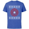 thumbnail image 1 of Marvel Captain America Steve Rogers Holiday Sweater - Short Sleeve Cotton T-Shirt for Adults - Customized-Royal Heather, 1 of 5