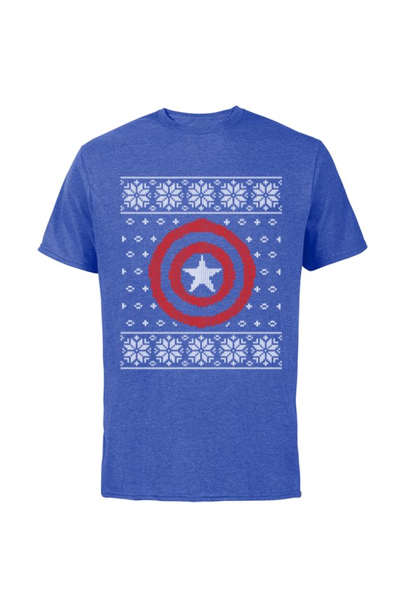 Captain America Steve Rogers Holiday Sweater - Short Sleeve Cotton T-Shirt for Adults - Customized-Royal Heather