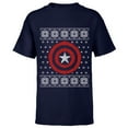 thumbnail image 1 of Marvel Captain America Steve Rogers Holiday Sweater - Short Sleeve T-Shirt for Kids - Customized-Navy, 1 of 5