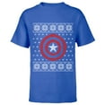 thumbnail image 1 of Marvel Captain America Steve Rogers Holiday Sweater - Short Sleeve T-Shirt for Kids - Customized-Royal, 1 of 5