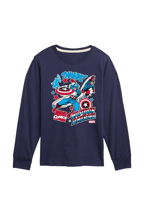 Captain America - Stickers - Toddler and Youth Long Sleeve Graphic T-shirt