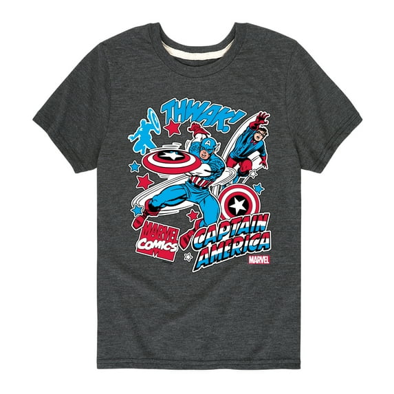 Marvel Captain America - Stickers - Toddler and Youth Short Sleeve Graphic T-shirt