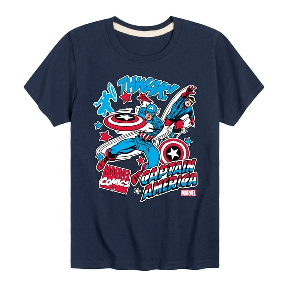Marvel Captain America - Stickers - Toddler and Youth Short Sleeve Graphic T-shirt