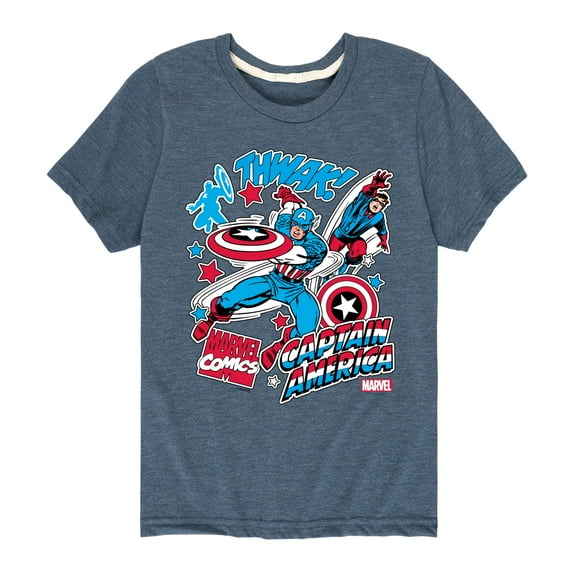Marvel Captain America - Stickers - Toddler and Youth Short Sleeve Graphic T-shirt