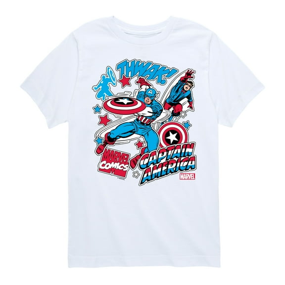 Marvel Captain America - Stickers - Toddler and Youth Short Sleeve Graphic T-shirt