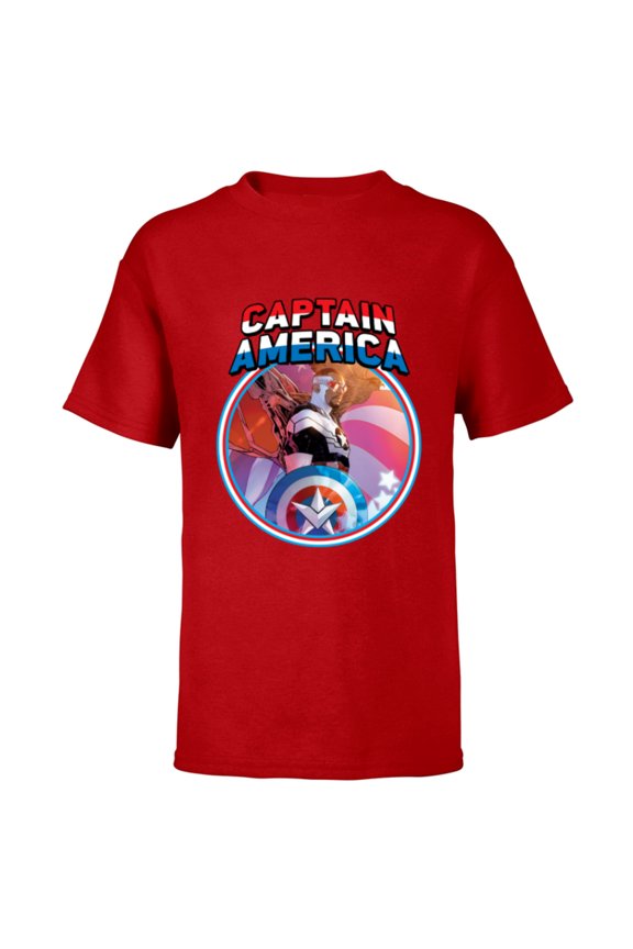 Captain America Symbol of Truth Sam Wilson - Short Sleeve T-Shirt for Kids - Customized-Red