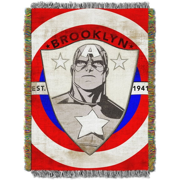 Marvel Captain America Tapestry Throw Blanket, 48x60, Multicolor, Polyester, 1 Each