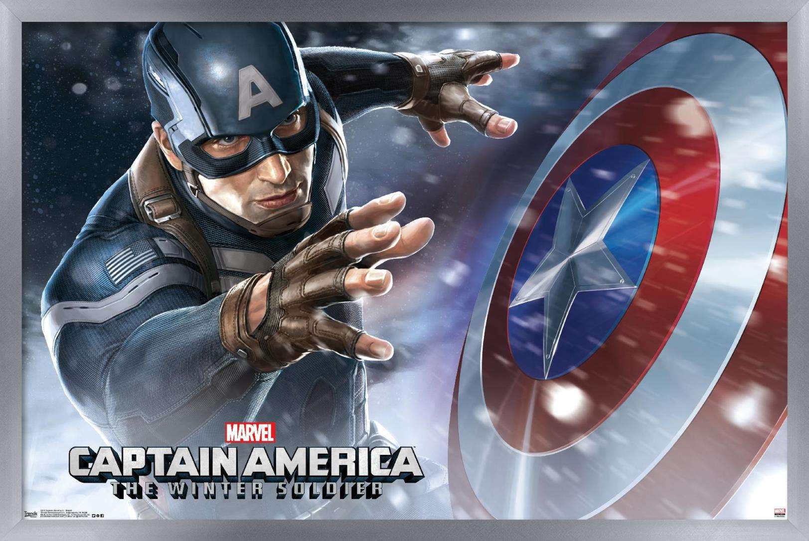 Marvel - Captain America - The Winter Soldier - Shield Wall Poster, 14.725" x 22.375", Framed