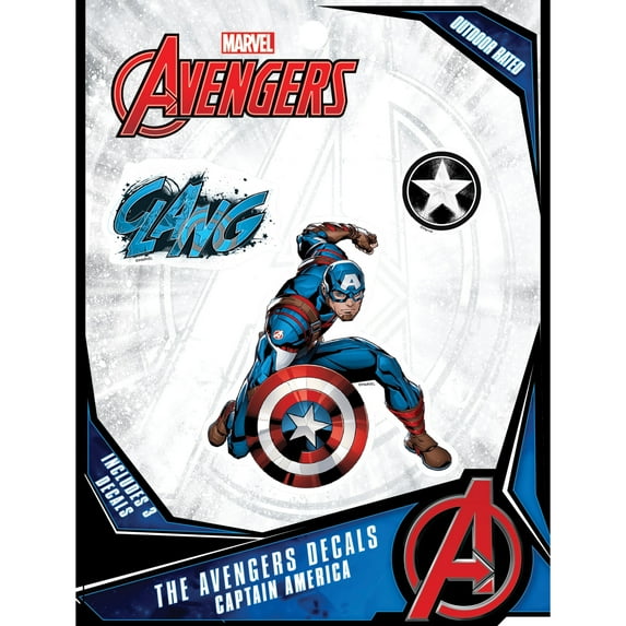 Marvel Captain America Vinyl Decals - Set of 3 Outdoor Rated Stickers for Car, Laptop, Computer, Water Bottle - Marvel Stickers for Kids and Adults