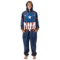thumbnail image 1 of Marvel Captain America Winter Soldier Superhero Adult Hooded Union Suit Costume Pajama For Men and Women, 1 of 8