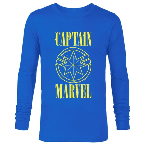 Marvel Captain Marvel 90s Logo - Long Sleeve T-Shirt for Men - Customized-Royal