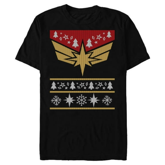 Marvel Captain Marvel Carol Danvers Holiday Sweater - Short Sleeve Blended T-Shirt for Adults - Customized-Black