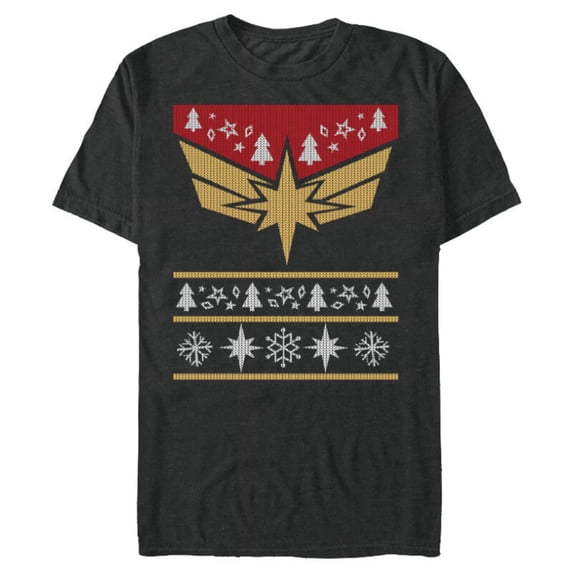 Marvel Captain Marvel Carol Danvers Holiday Sweater - Short Sleeve Blended T-Shirt for Adults - Customized-Dark Heather