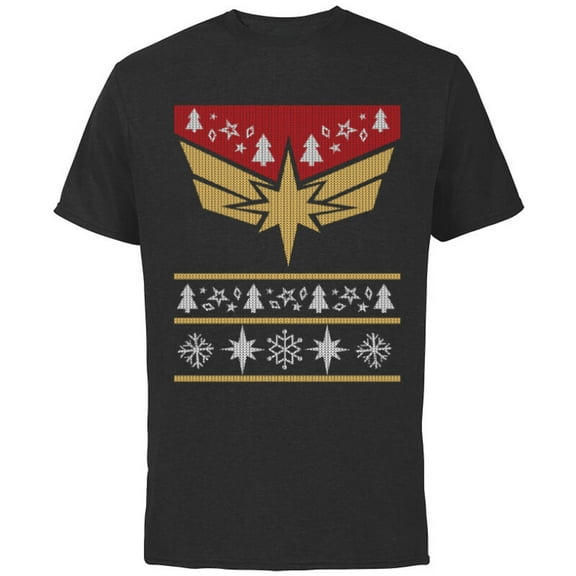 Marvel Captain Marvel Carol Danvers Holiday Sweater - Short Sleeve Cotton T-Shirt for Adults - Customized-Black