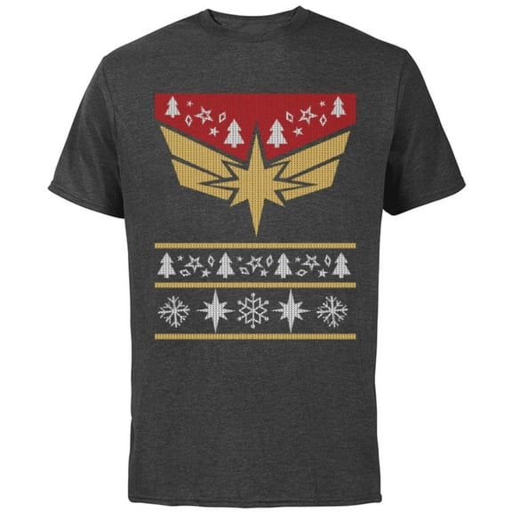 Marvel Captain Marvel Carol Danvers Holiday Sweater - Short Sleeve Cotton T-Shirt for Adults - Customized-Charcoal