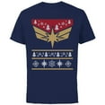 thumbnail image 1 of Marvel Captain Marvel Carol Danvers Holiday Sweater - Short Sleeve Cotton T-Shirt for Adults - Customized-Navy, 1 of 5