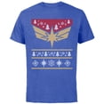 thumbnail image 1 of Marvel Captain Marvel Carol Danvers Holiday Sweater - Short Sleeve Cotton T-Shirt for Adults - Customized-Royal Heather, 1 of 4