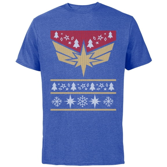 Marvel Captain Marvel Carol Danvers Holiday Sweater - Short Sleeve Cotton T-Shirt for Adults - Customized-Royal Heather