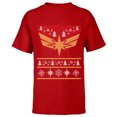 thumbnail image 1 of Marvel Captain Marvel Carol Danvers Holiday Sweater - Short Sleeve T-Shirt for Kids - Customized-Red, 1 of 5