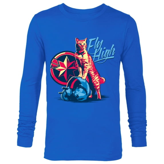 Marvel Captain Marvel Fly High Goose Cat - Long Sleeve T-Shirt for Men - Customized-Royal