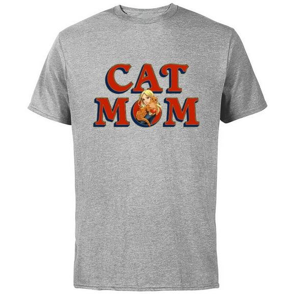 Marvel Captain Marvel & Goose Cat Mom Birthday Mother’s Day - Short Sleeve Cotton T-Shirt for Adults - Customized-Athletic Heather